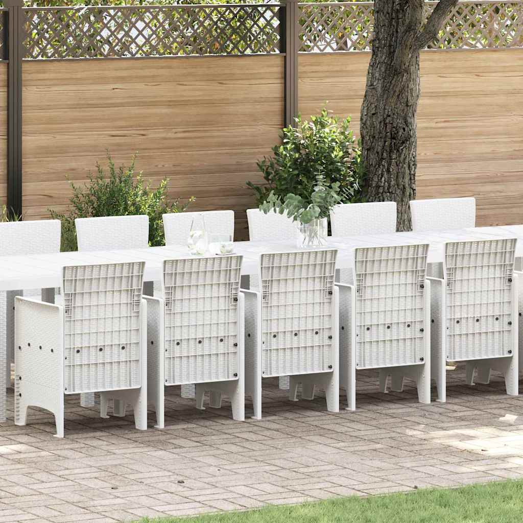 Garden Dining Set with Cushions 17 pcs PP White without cushion 16-seater