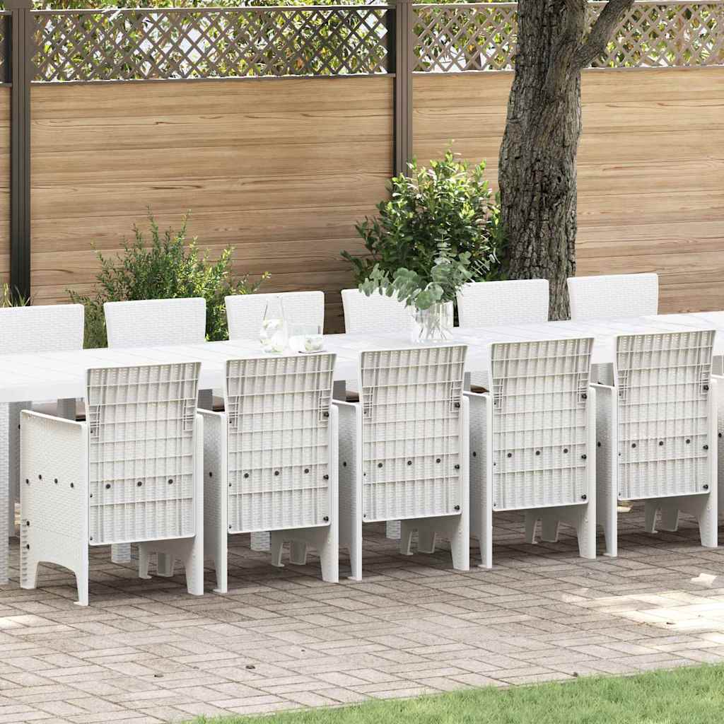 Garden Dining Set with Cushions 17 pcs PP White Taupe 16-seater