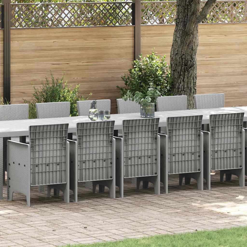 Garden Dining Set with Cushions 17 pcs PP Light grey Light grey 16-seater