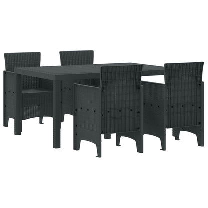 vidaXL Garden Dining Set 5 pcs Anthracite Polt rattan 1