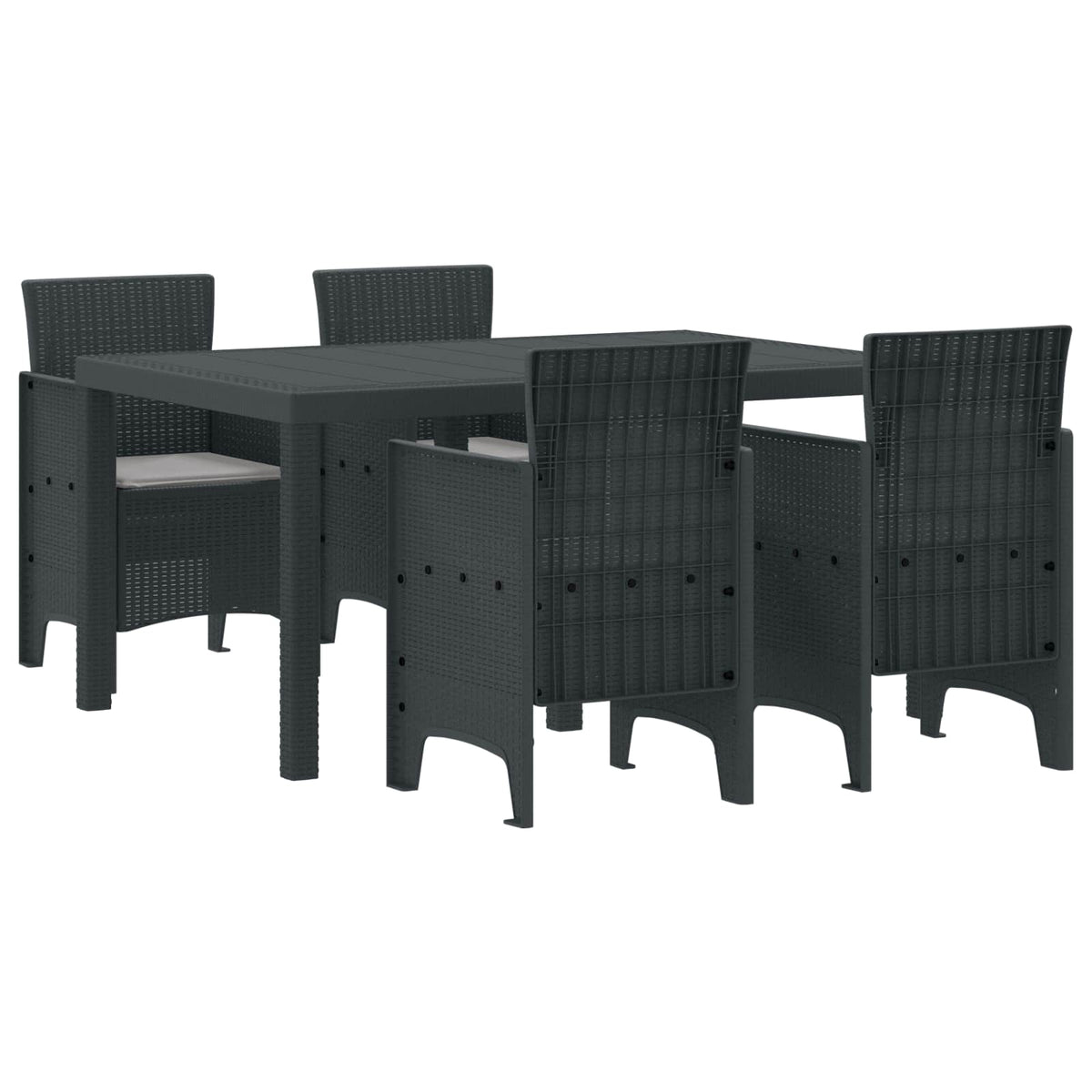 vidaXL Garden Dining Set 5 pcs Anthracite Polt rattan 1