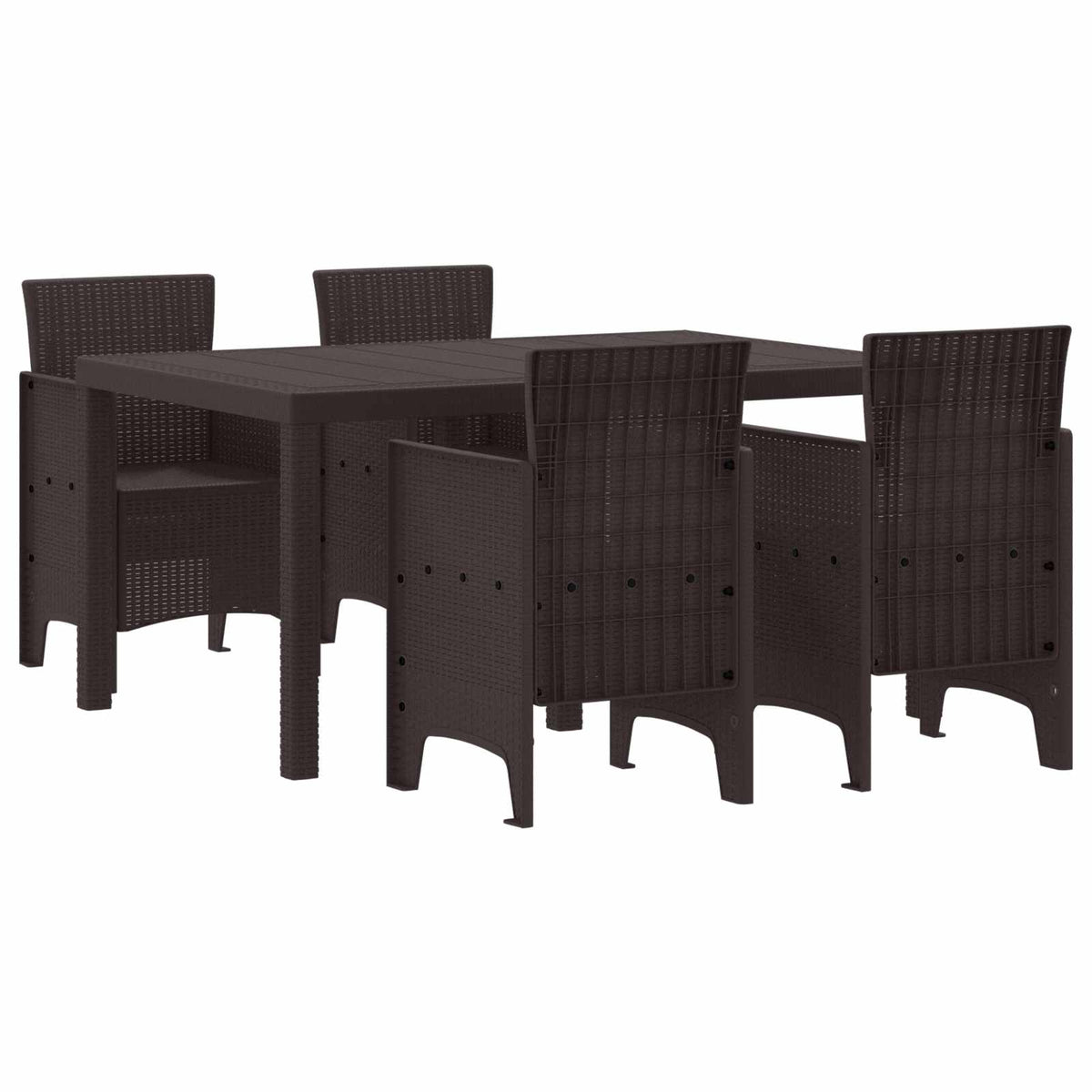 vidaXL Garden Dining Set 5 pcs Brown Polt rattan 1
