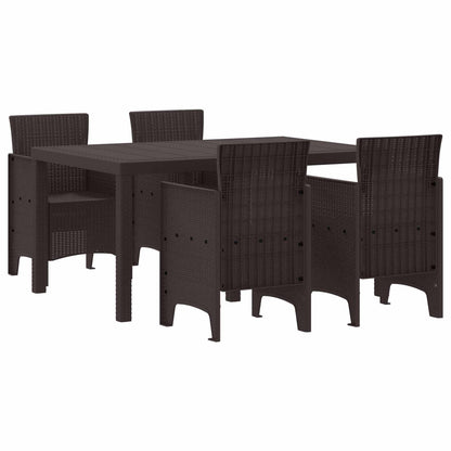 vidaXL Garden Dining Set 5 pcs Brown Polt rattan 1
