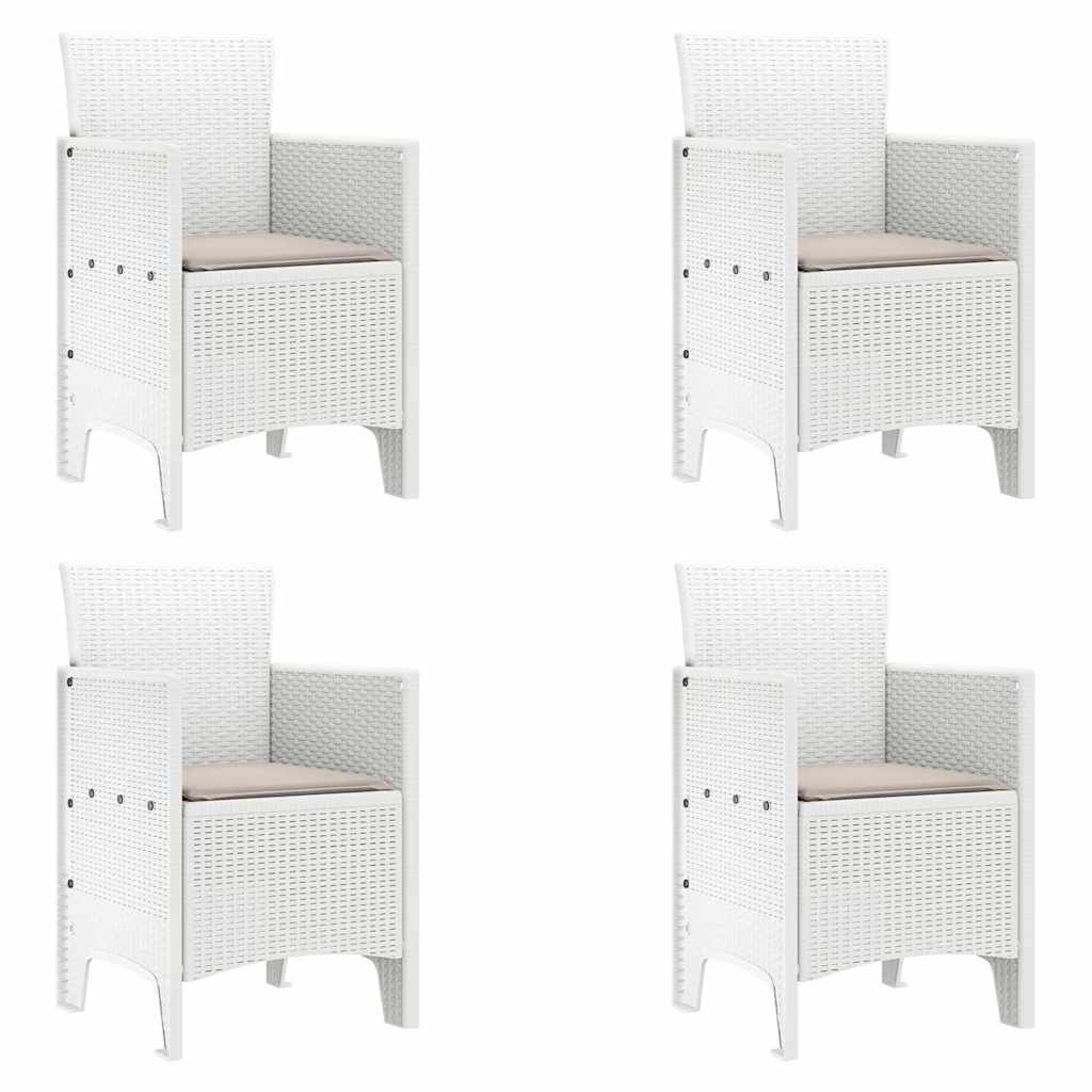 vidaXL Garden Dining Set 5 pcs White Polt rattan 5