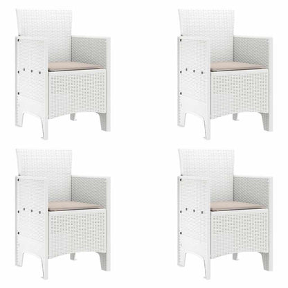 vidaXL Garden Dining Set 5 pcs White Polt rattan 5