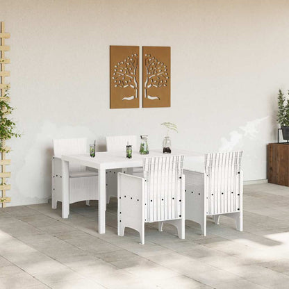 vidaXL Garden Dining Set 5 pcs White Polt rattan 3