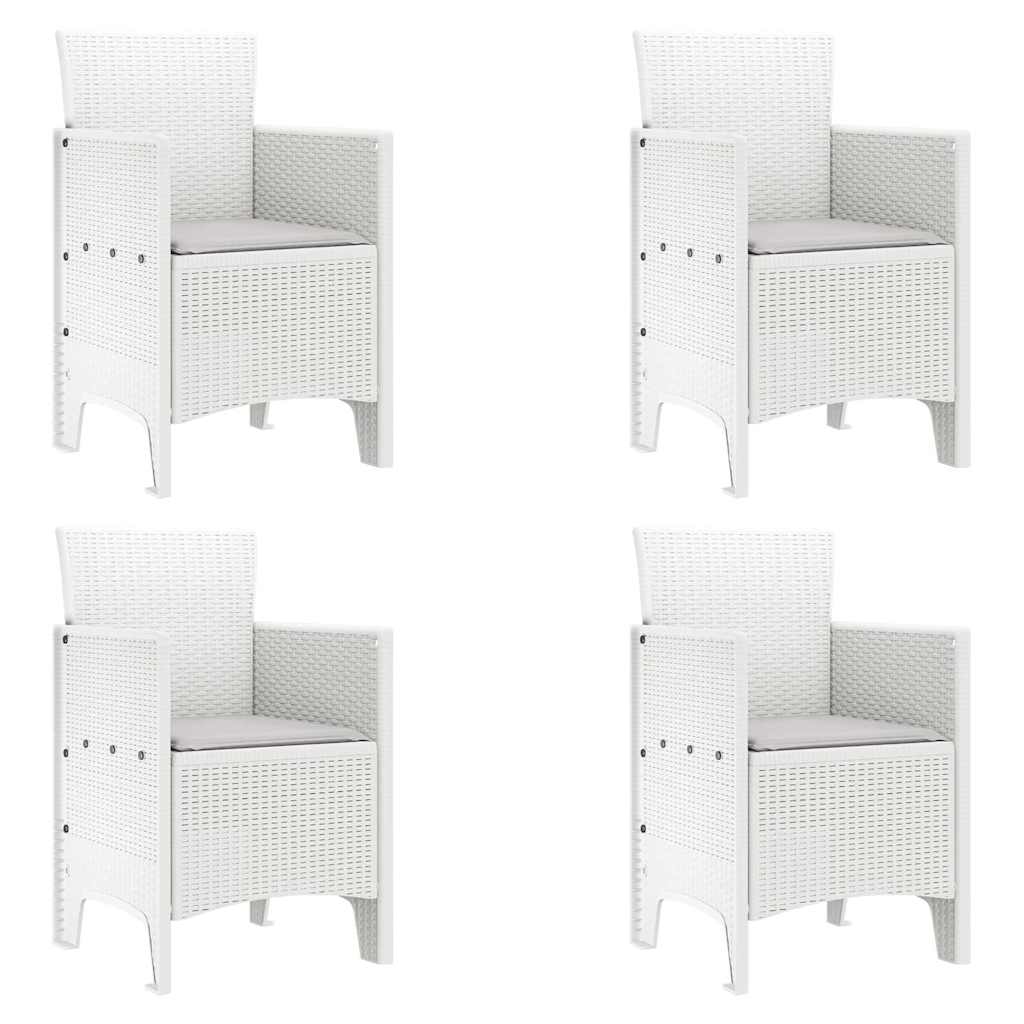 vidaXL Garden Dining Set 5 pcs White Polt rattan 5