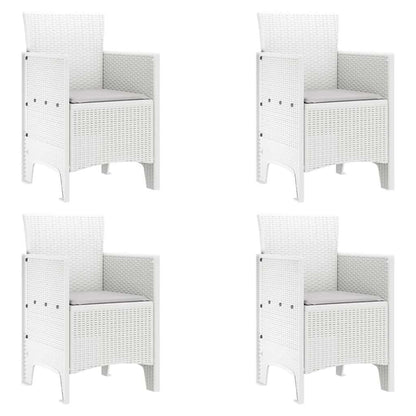 vidaXL Garden Dining Set 5 pcs White Polt rattan 5