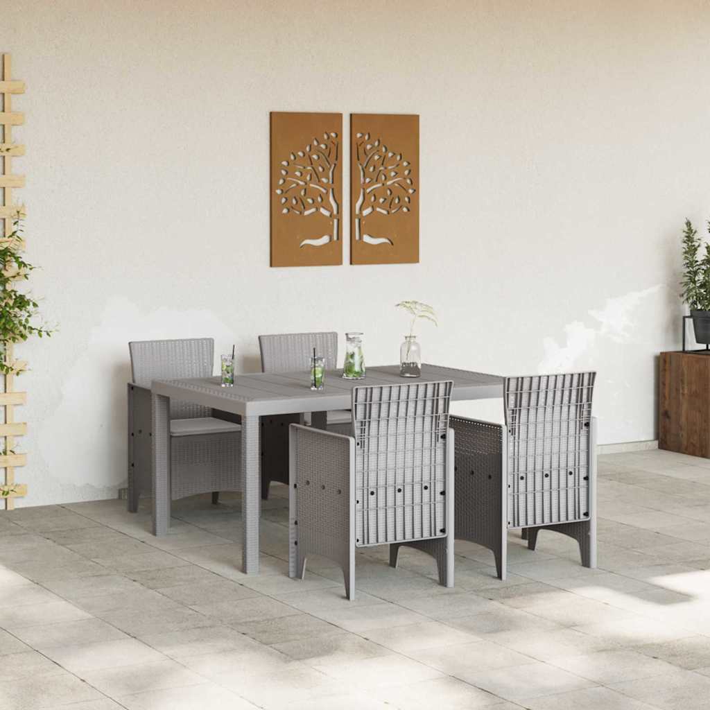 vidaXL Garden Dining Set 5 pcs Light Grey Polt rattan 3