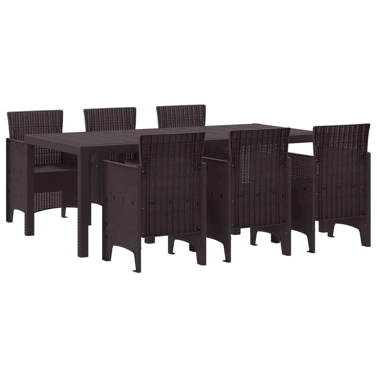 vidaXL Garden Dining Set 7 pcs Brown Polypropylene 1
