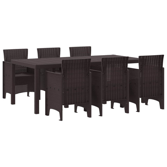 Garden Dining Set 9 pcs Polypropylene Brown without cushion 6-Seater