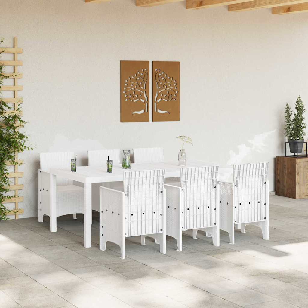 vidaXL Garden Dining Set 7 pcs White Polypropylene 3