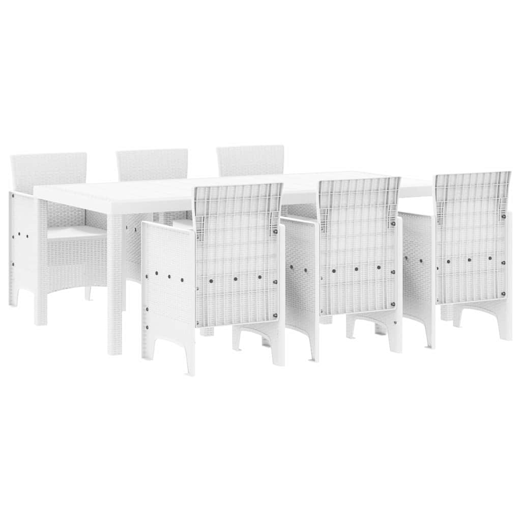 vidaXL Garden Dining Set 7 pcs White Polypropylene 2