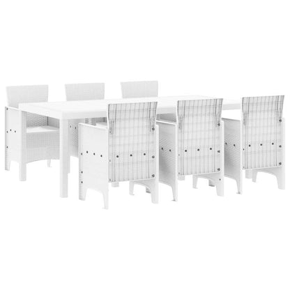 vidaXL Garden Dining Set 7 pcs White Polypropylene 2