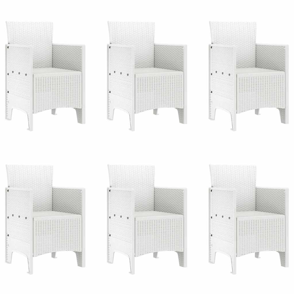 vidaXL Garden Dining Set 7 pcs White Polypropylene 5