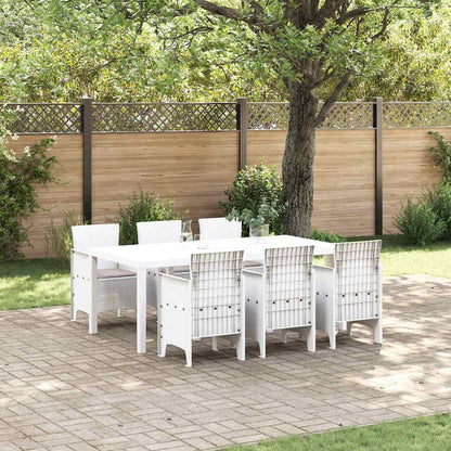 vidaXL Garden Dining Set 7 pcs White Polypropylene 1