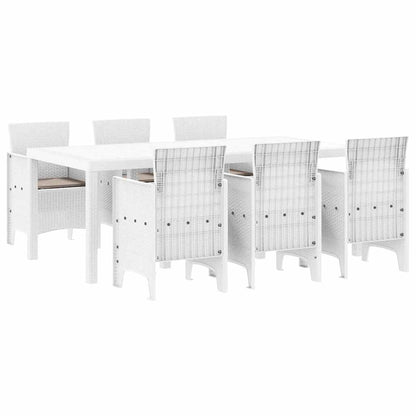 Garden Dining Set 9 pcs Polypropylene White Taupe 6-Seater