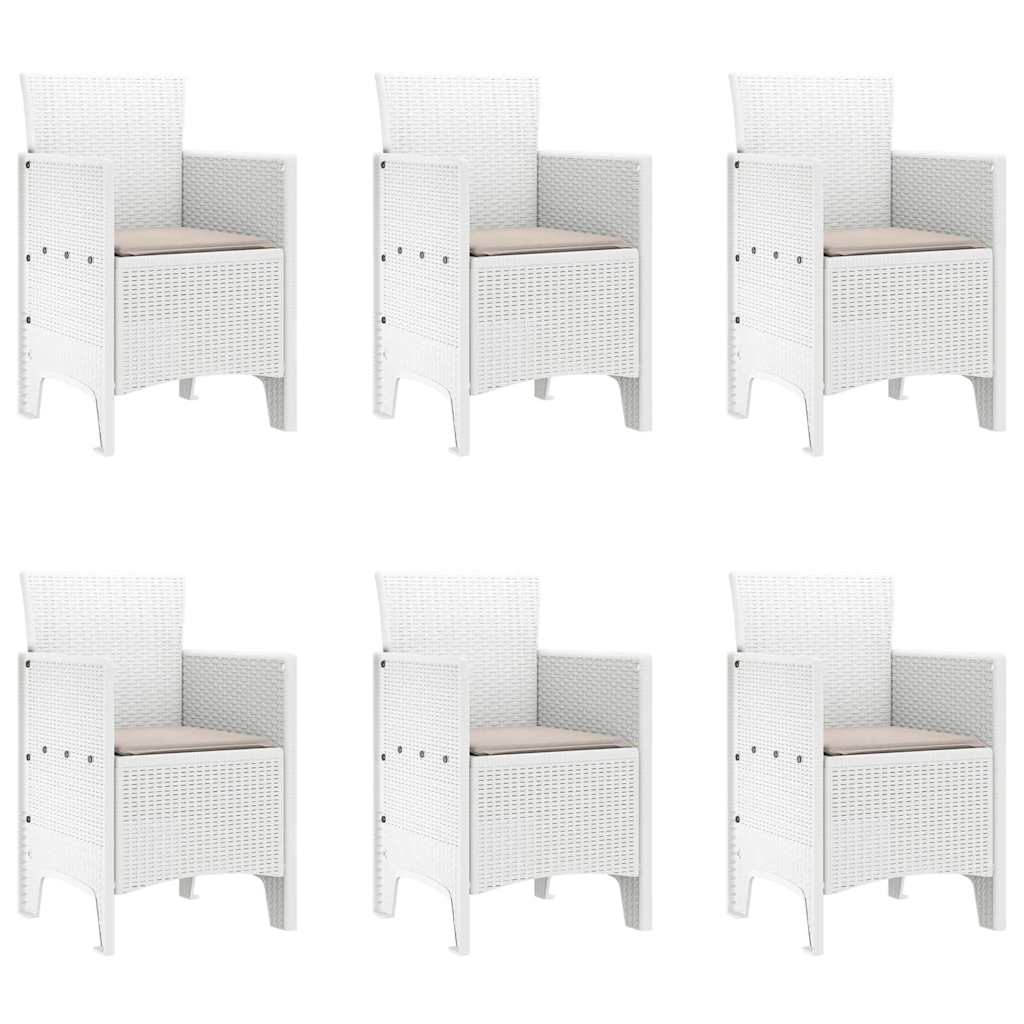 vidaXL Garden Dining Set 7 pcs White Polypropylene 5
