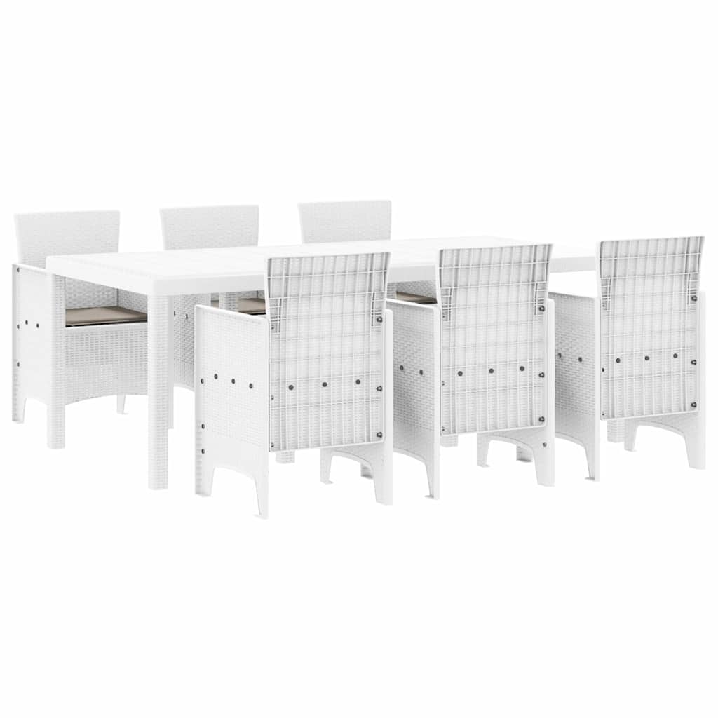 vidaXL Garden Dining Set 7 pcs White Polypropylene 2