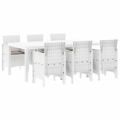 vidaXL Garden Dining Set 7 pcs White Polypropylene 2