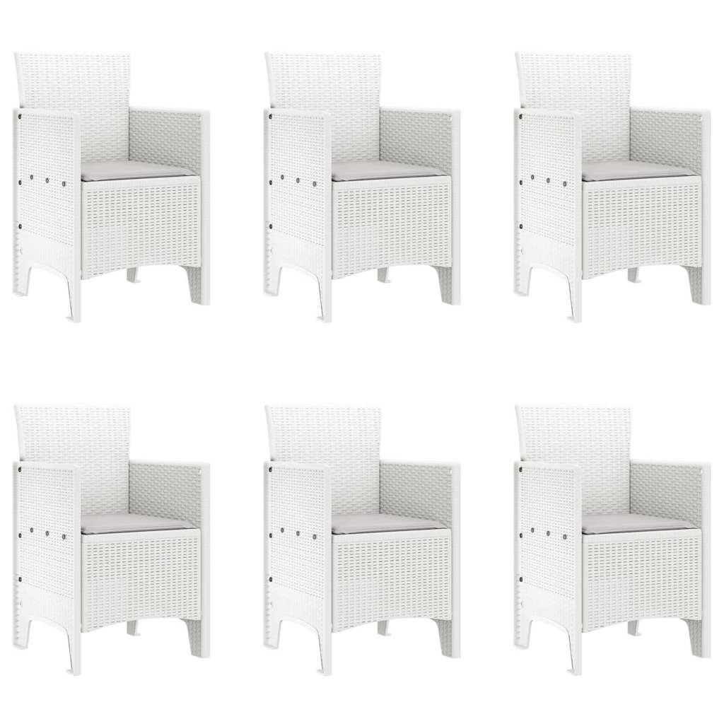 vidaXL Garden Dining Set 7 pcs White Polypropylene 5