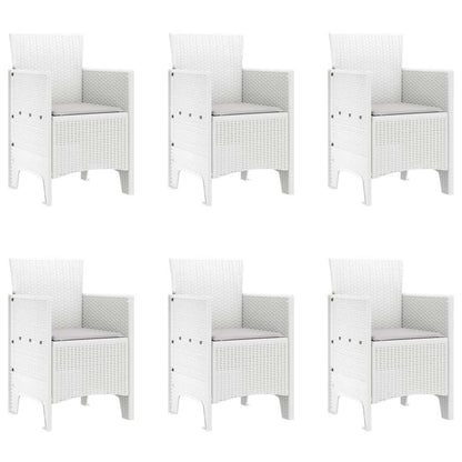 vidaXL Garden Dining Set 7 pcs White Polypropylene 5