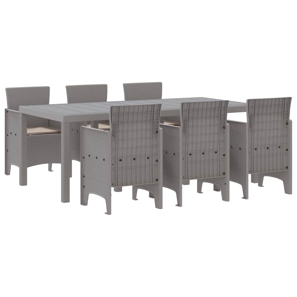 vidaXL Garden Dining Set 7 pcs Light Grey Polypropylene 2