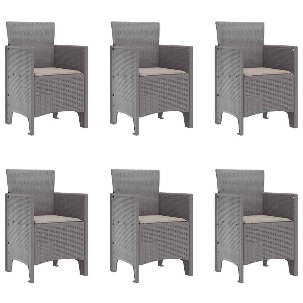 vidaXL Garden Dining Set 7 pcs Light Grey Polypropylene 5