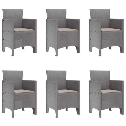 vidaXL Garden Dining Set 7 pcs Light Grey Polypropylene 5