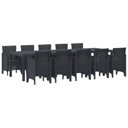 Garden Dining Set 13 pcs Poly rattan Anthracite without cushion 10-seater