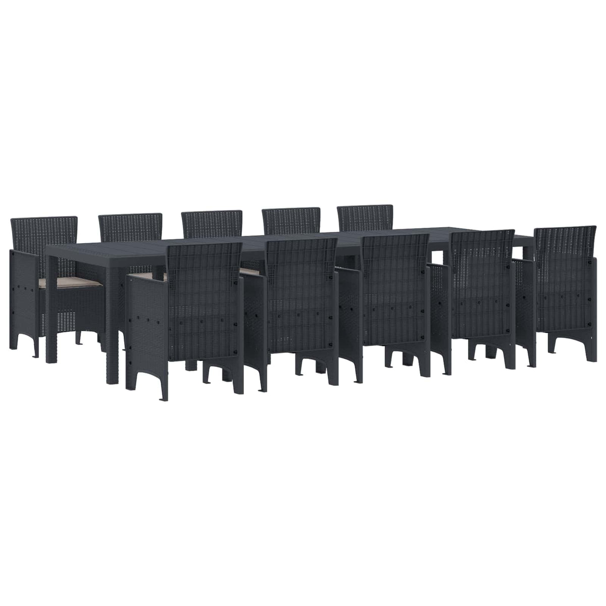 Garden Dining Set 13 pcs Poly rattan Anthracite Taupe 10-seater
