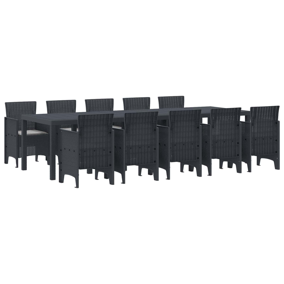 Garden Dining Set 13 pcs Poly rattan Anthracite Light grey 10-seater