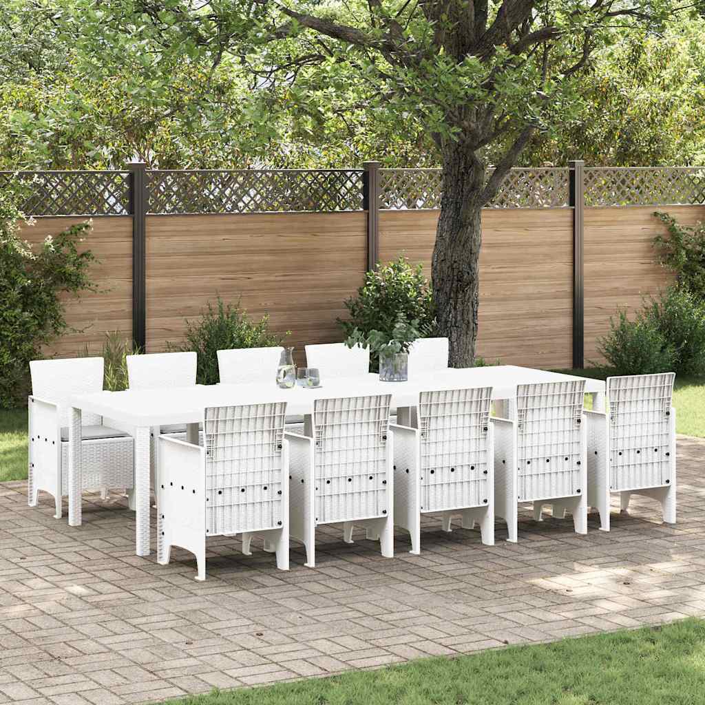 Garden Dining Set 13 pcs Poly rattan White Light grey 10-seater