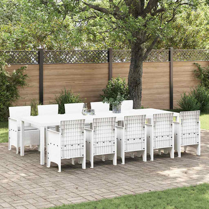Garden Dining Set 13 pcs Poly rattan White Light grey 10-seater
