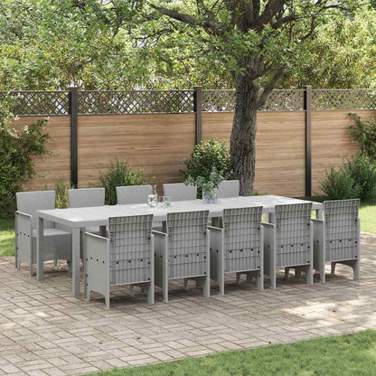 Garden Dining Set 13 pcs Poly rattan Light grey without cushion 10-seater