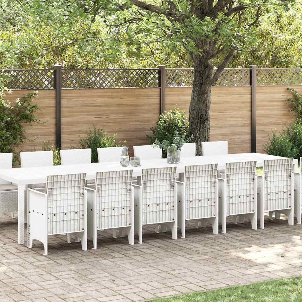 Garden Dining Set with Cushions 17 pcs PP White Taupe 14-seater