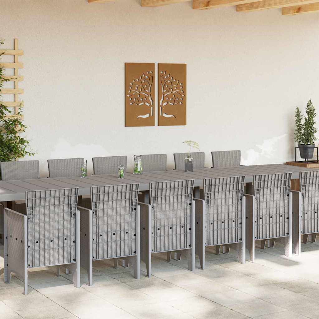 Garden Dining Set with Cushions 17 pcs PP Light grey Taupe 14-seater