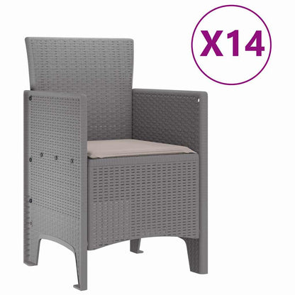 Garden Dining Set with Cushions 17 pcs PP Light grey Taupe 14-seater