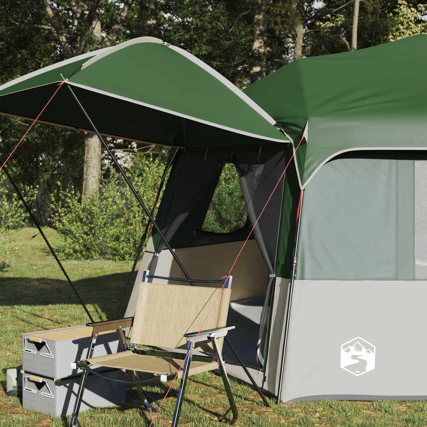 vidaXL Instant Tent with Rainfly 12-Person Quick-Release Green 3