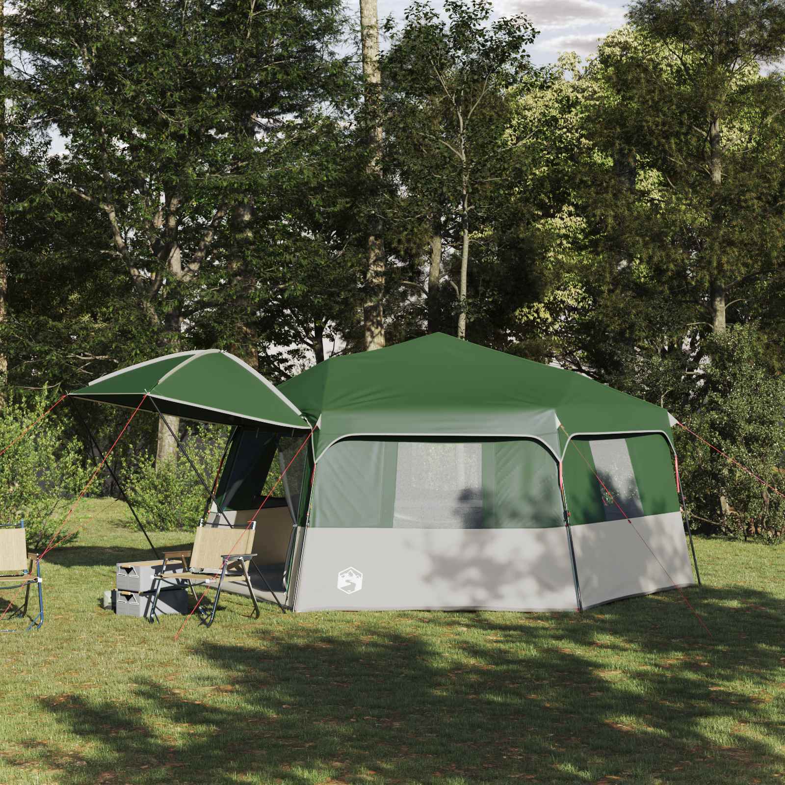vidaXL Instant Tent with Rainfly 12-Person Quick-Release Green 1