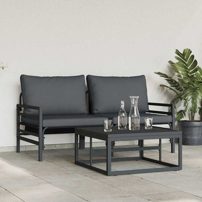 vidaXL Garden Sofa Set 3 pcs Black Steel 4