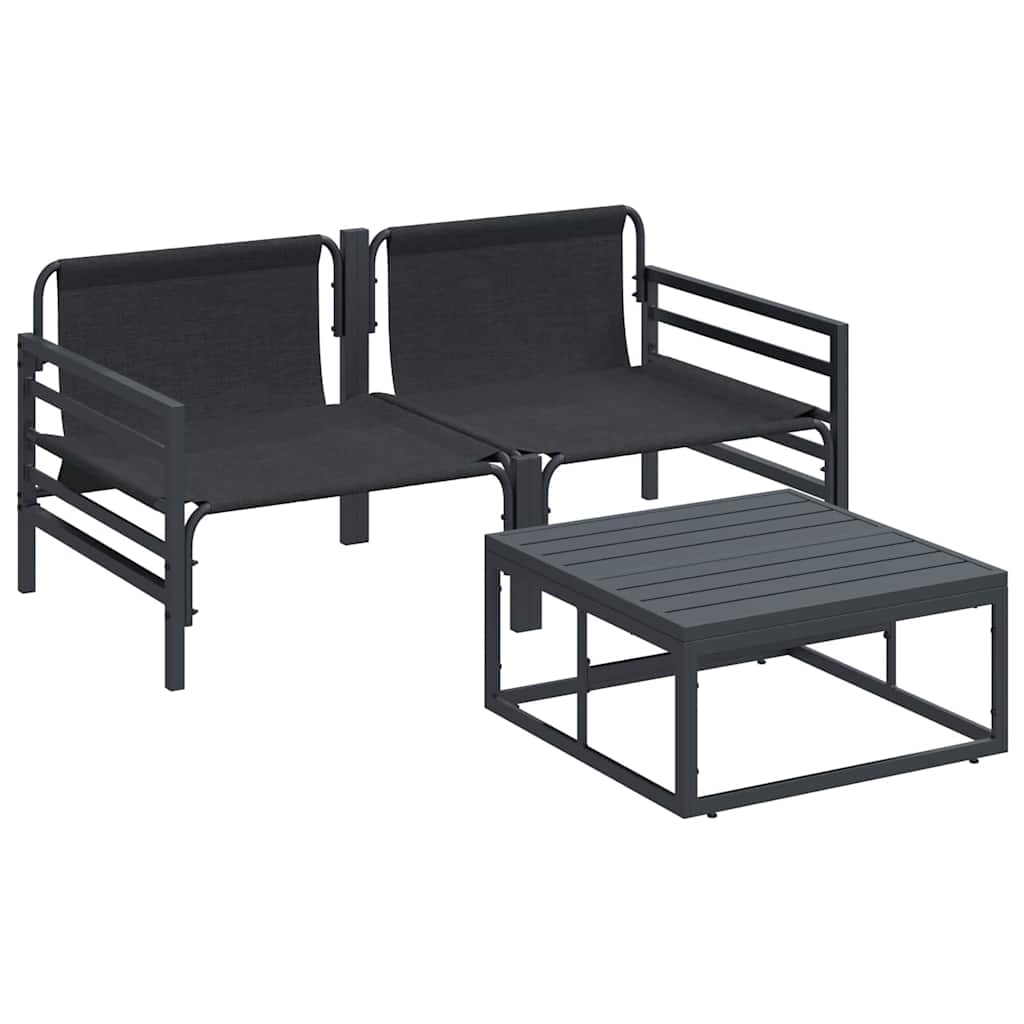 vidaXL Garden Sofa Set 3 pcs Black Steel 6