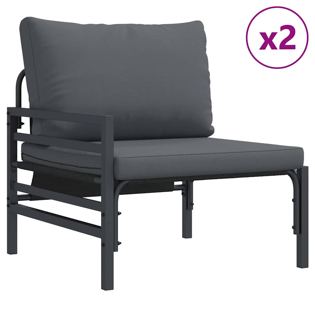 vidaXL Garden Sofa Set 3 pcs Black Steel 3