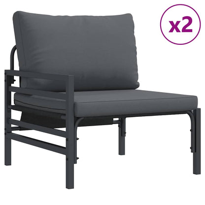 vidaXL Garden Sofa Set 3 pcs Black Steel 3
