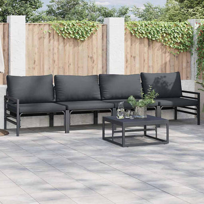 vidaXL Garden Sofa Set 4 pcs Black Steel 1