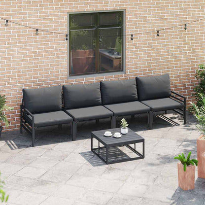 vidaXL Garden Sofa Set 4 pcs Black Steel 3