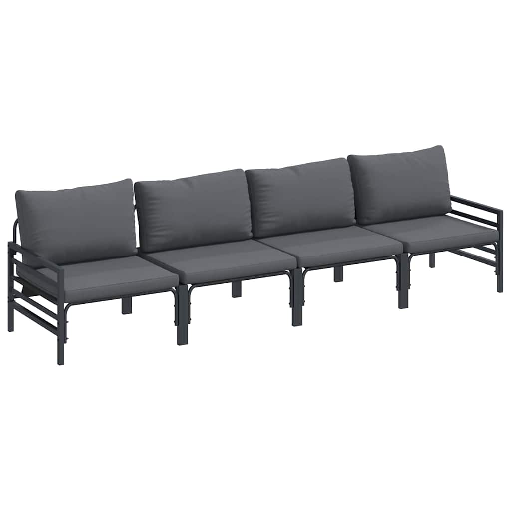 vidaXL Garden Sofa Set 4 pcs Black Steel 2