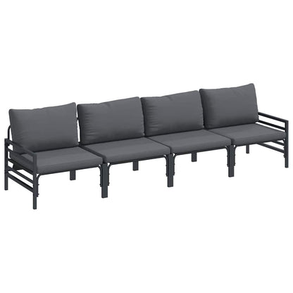 vidaXL Garden Sofa Set 4 pcs Black Steel 2