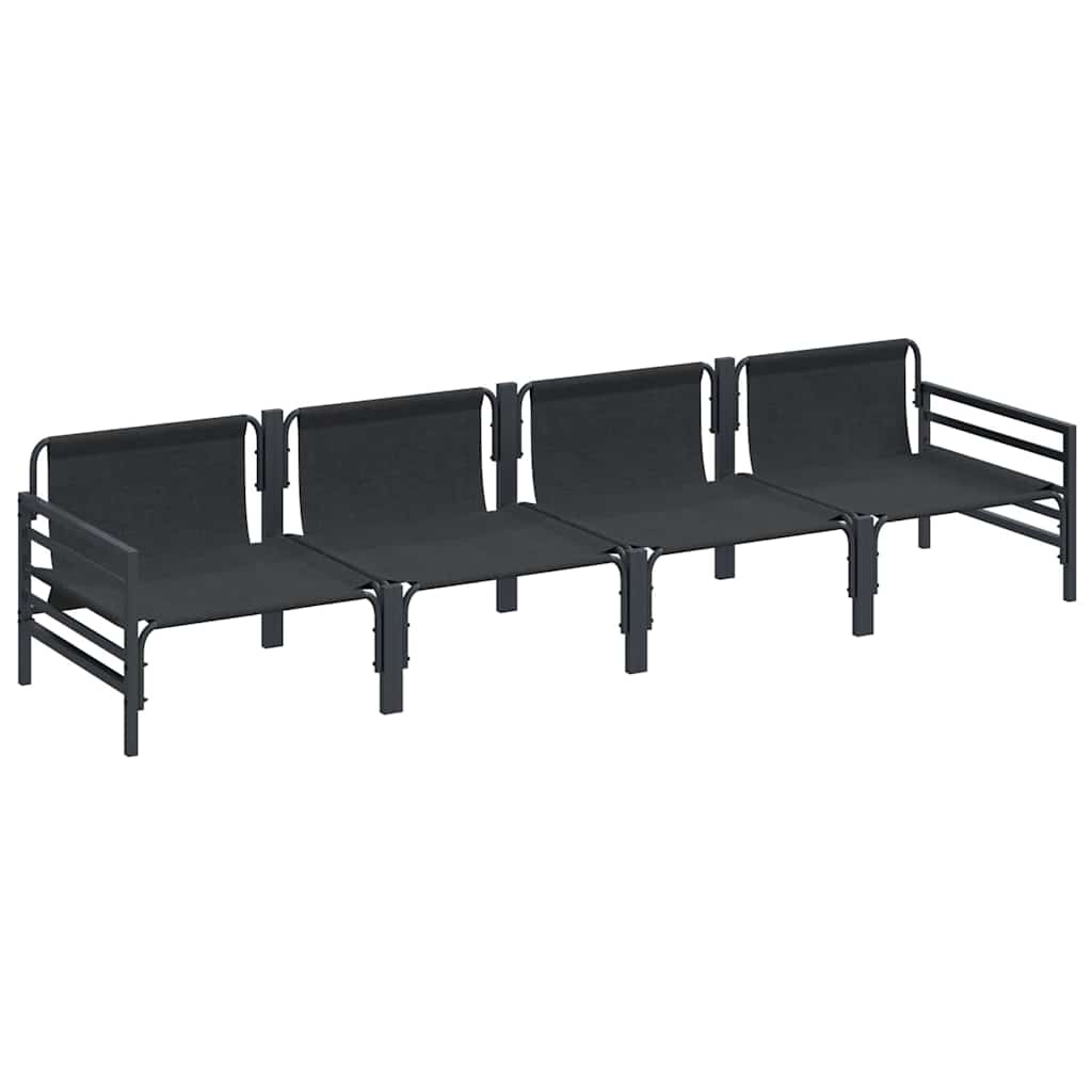 vidaXL Garden Sofa Set 4 pcs Black Steel 5