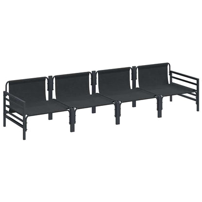 vidaXL Garden Sofa Set 4 pcs Black Steel 5